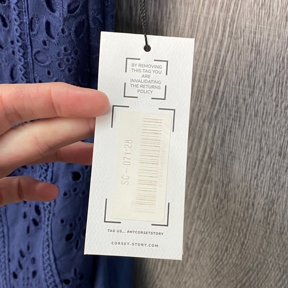 NWT Corset Story VERONICA SUMMER NAVY BRODERIE ANGLAISE COTTON CORSET DRESS US 6 - Picture 6 of 14